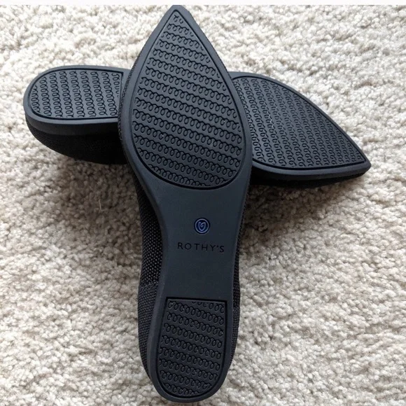 Rothy's Black Flats with Blue Accents - Picture 4 of 5
